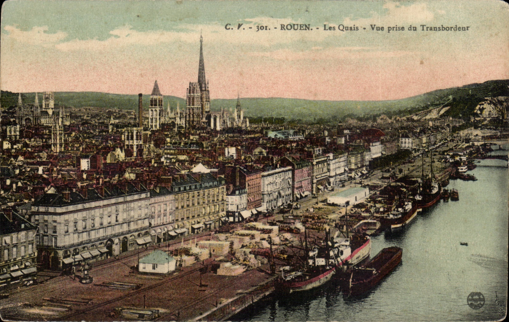 CPA Rouen Les quais Vue prise du transbordeur