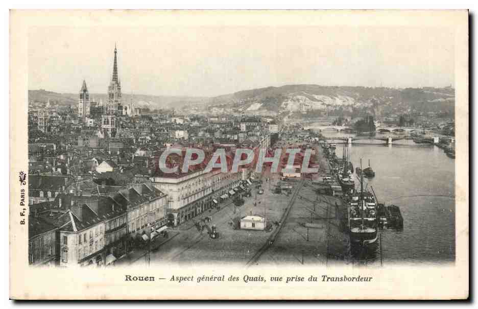 CPA Rouen Aspect general des quais vue prise du transbordeur