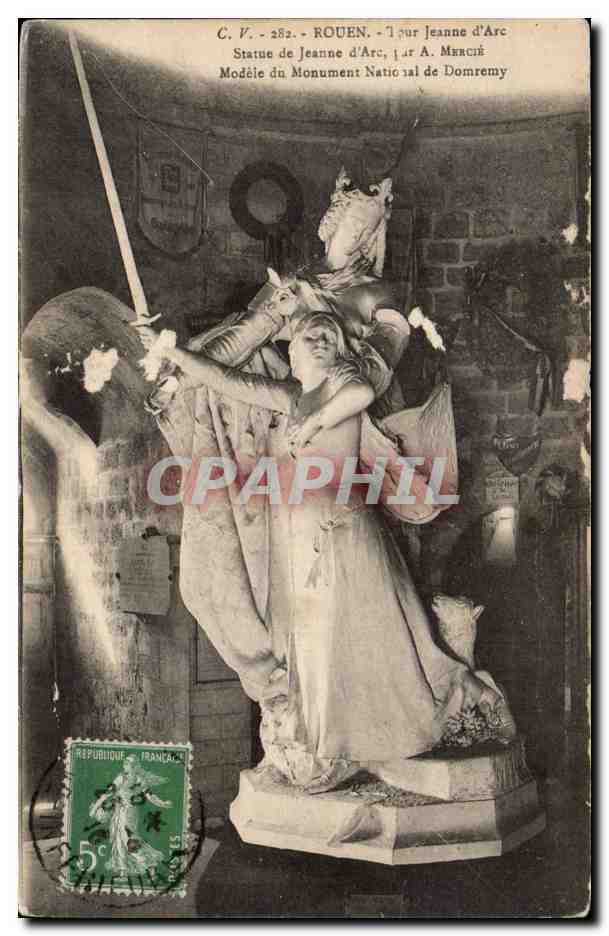 CPA Rouen Tour Jeanne d'arc Statue de Jeanne d'arc Modele du monument national de Domremy