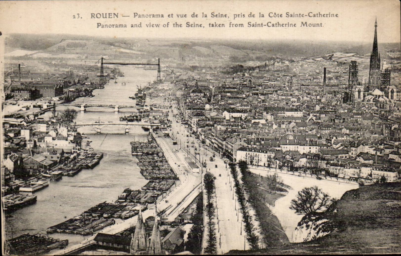 CPA Rouen Panorama et vue sur la Seine pris de la Cote Sainte Catherine
