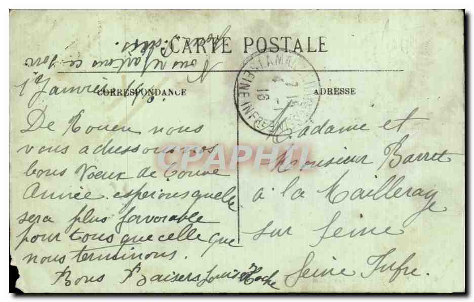 CPA Rouen Rue Guillaume le conquerant et tour Philippe de l'horloge — Verso