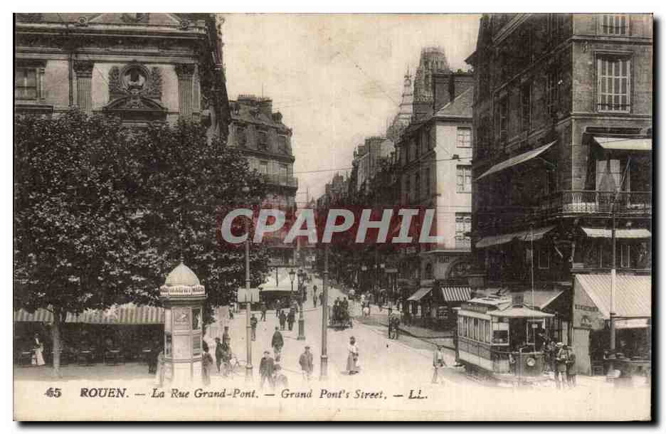 CPA Rouen la rue Grand pont 