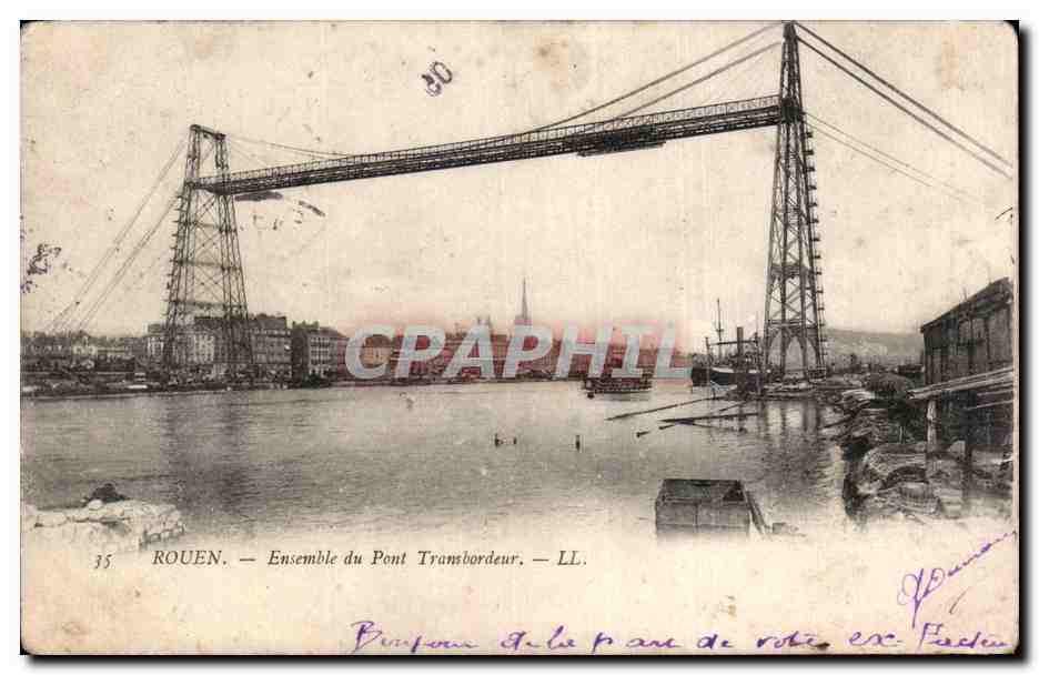 CPA Rouen Ensemble du pont transbordeur