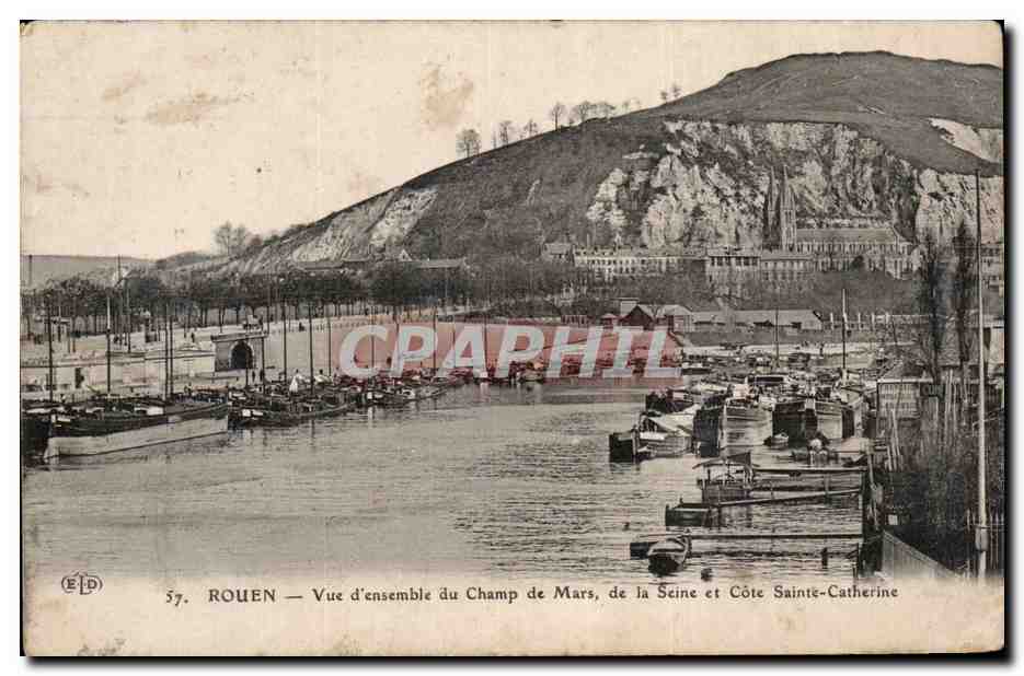 CPA Rouen Vue d'ensemble du Champ de Mars de la Seine et Cote Sainte Catherine