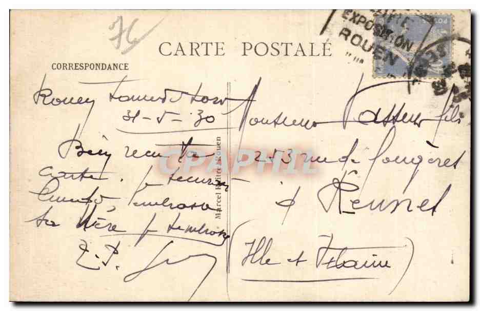 CPA Rouen Le theatre des arts — Verso