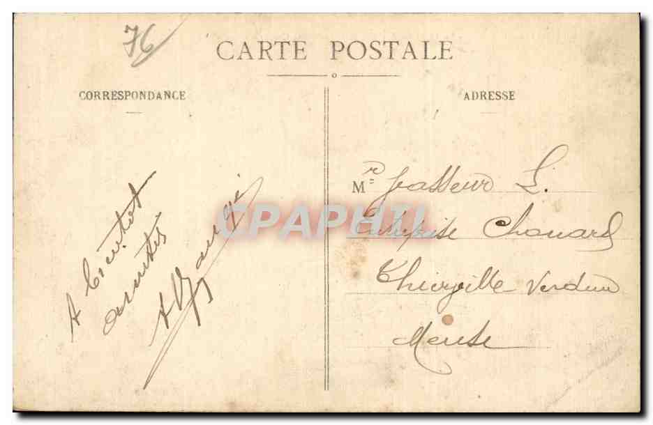 CPA Rouen Le quai de Paris et la Cote Sainte Catherine — Verso