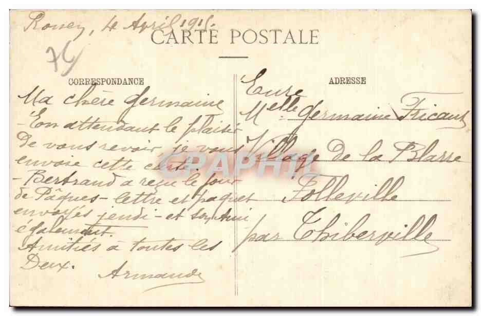 CPA Rouen Souvenir — Verso