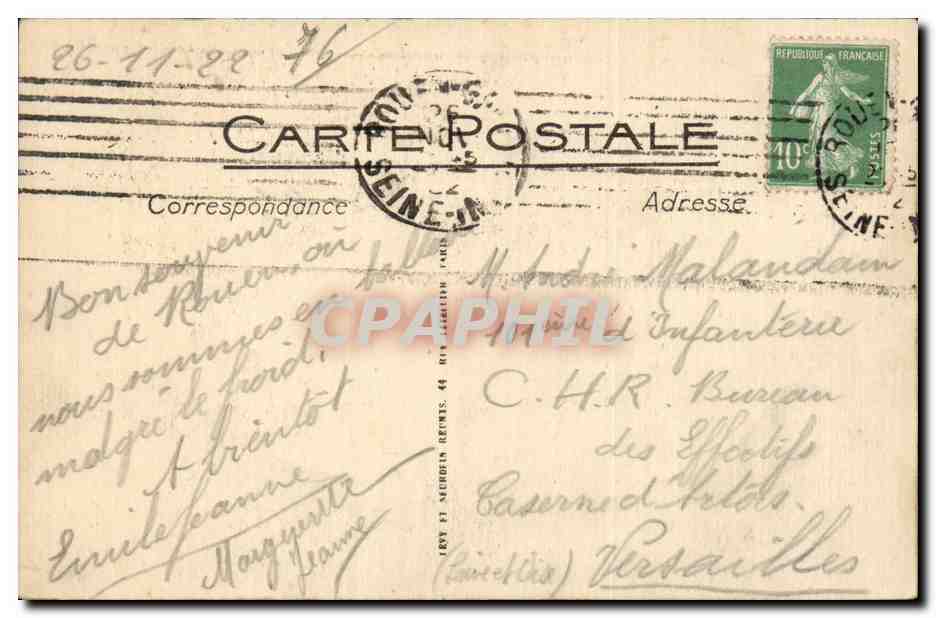 CPA Rouen La Cote Sainte Catherine — Rückseite