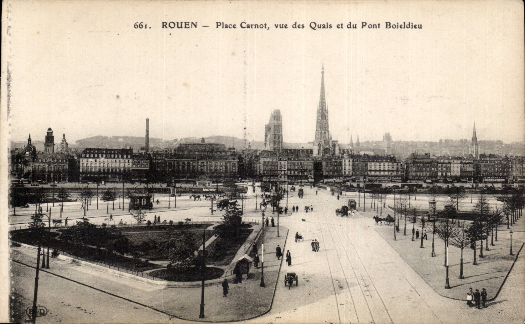 CPA Rouen Place Carnot vue des quais et du Pont Boieldieu