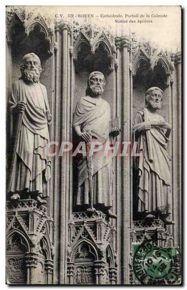 CPA Rouen Cathedrale Portail de la Calende Statue des apotres