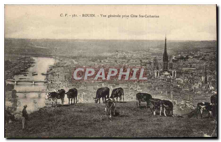 CPA Rouen Vue generale prise de Ste Catherine Vaches