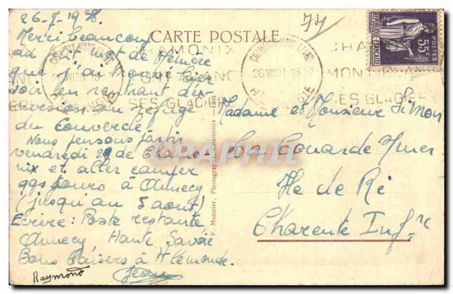 Chamonix — Village des Praz et Aiguille du Dru — Photo Monnier — Back