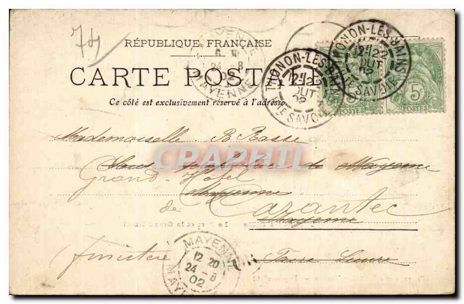 Thonon-les-Bains — Le Port et le Grand Hôtel — Lib. papeterie Pellissier, Thonon — Déposé n° 12 — Verso