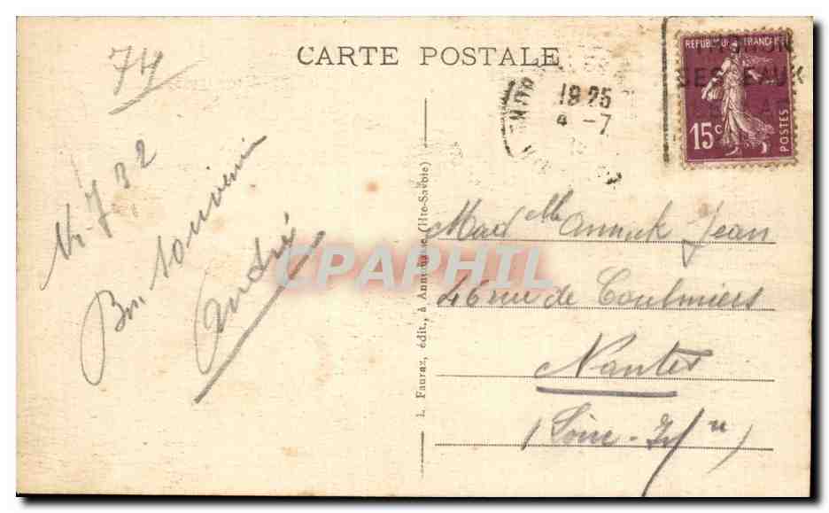 Thonon-les-Bains (Haute-Savoie) — Le Port — I. Fauraz, édit. (n° 74) — Rückseite