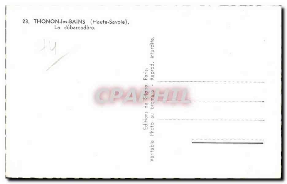 CPSM Thonon les Bains Le debarcadere Bateau Helvetie — Rückseite