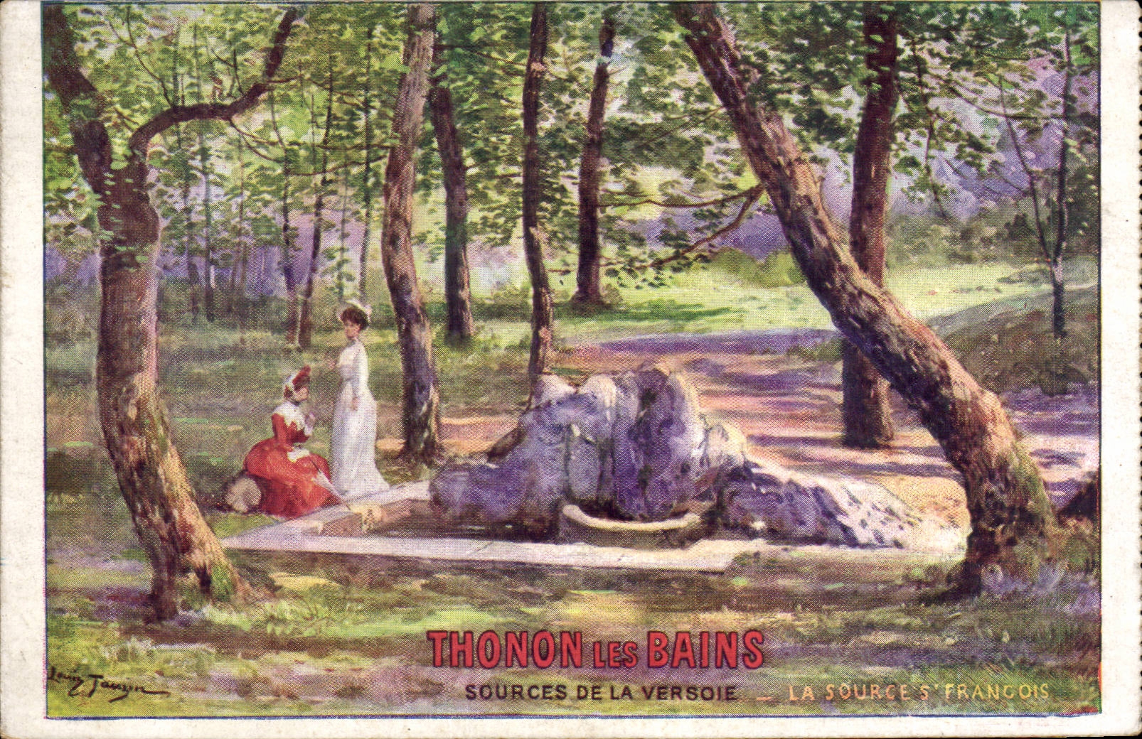 Thonon-les-Bains — Sources de la Versoie — La Source Française — dessin de Henry Joujou