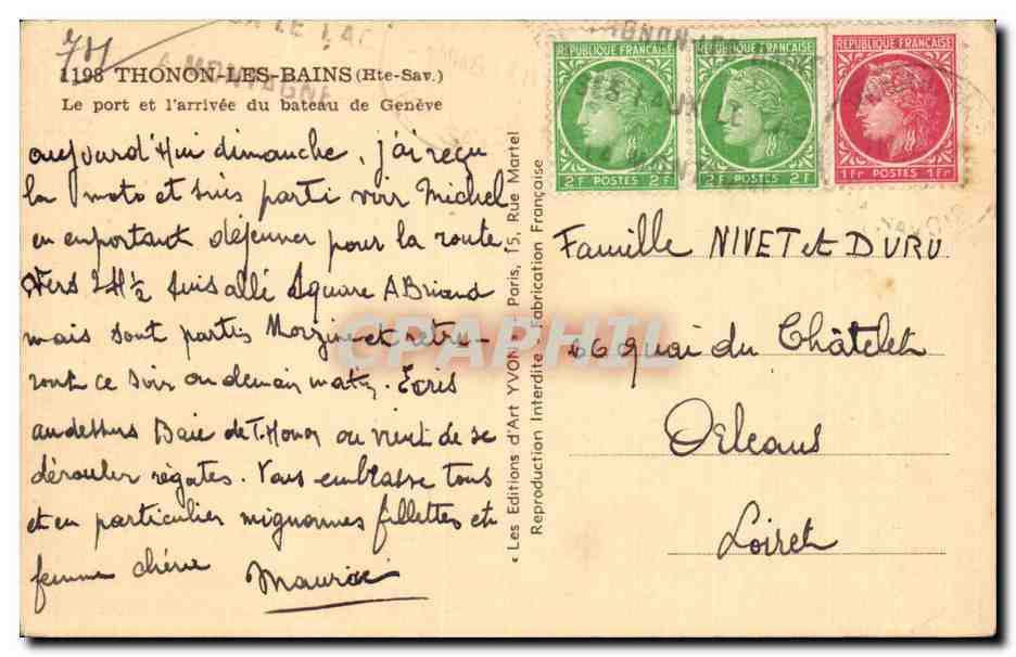Thonon-les-Bains — Le port et l'arrivée du bateau de Genève — Les Éditions d'Art Yvon — Verso