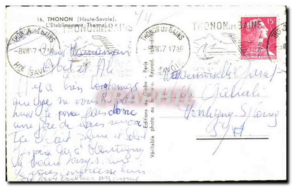 CPA Thonon les Bains L'etablissement thermal — Verso