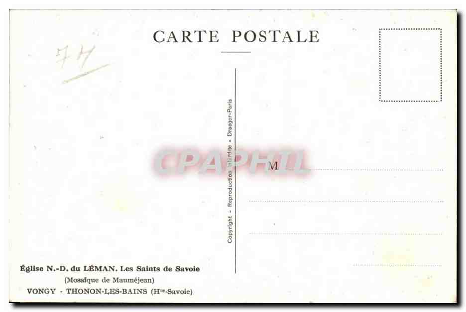 Kirche N.-D. du LÉMAN. Die Heiligen von Savoie — Mosaik von Mauméjean — Verlag: CPAPHIL — Rückseite