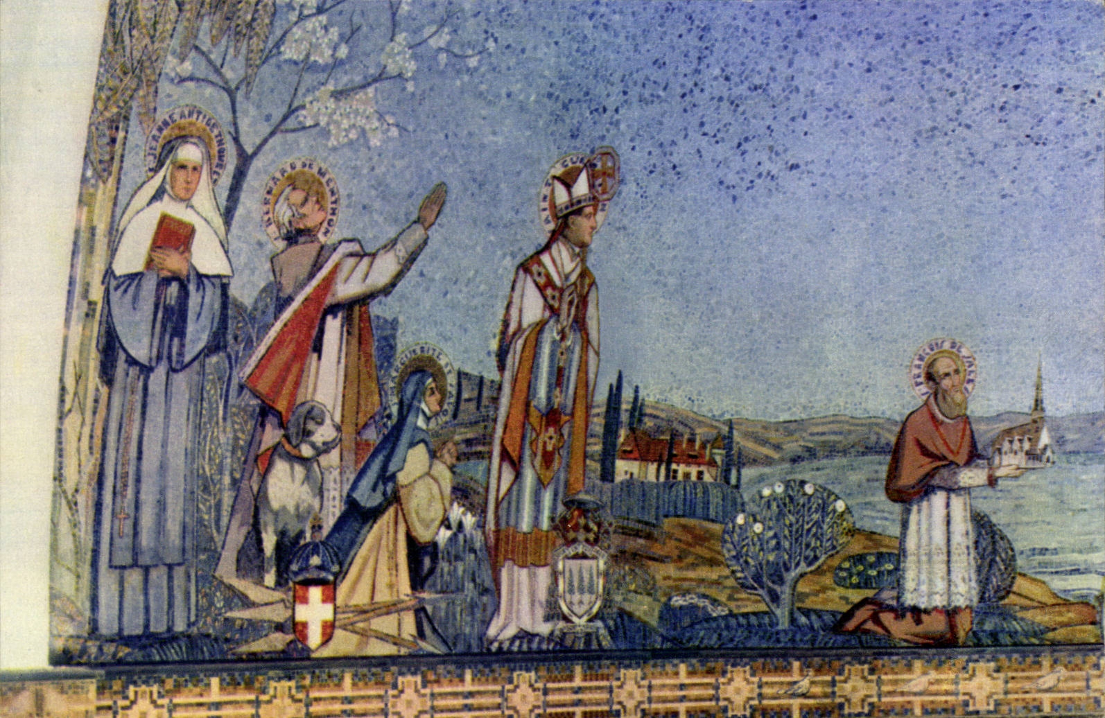 Église N.-D. du Léman, Les Saints de Savoie — Mosaïque de Mauméjean — Éditeur Draeger-Paris