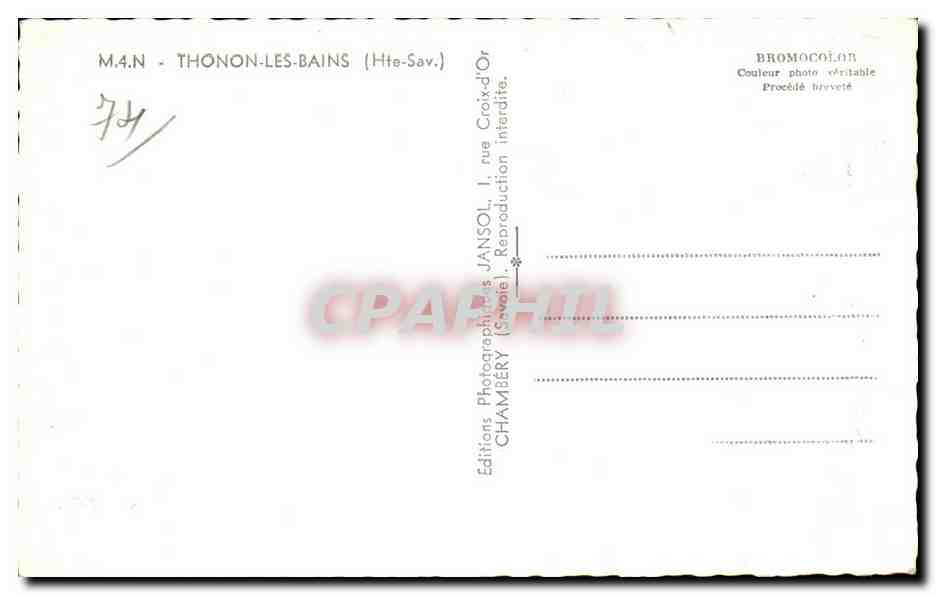 Thonon-les-Bains — vue panoramique — Jansol, n°74 — Verso