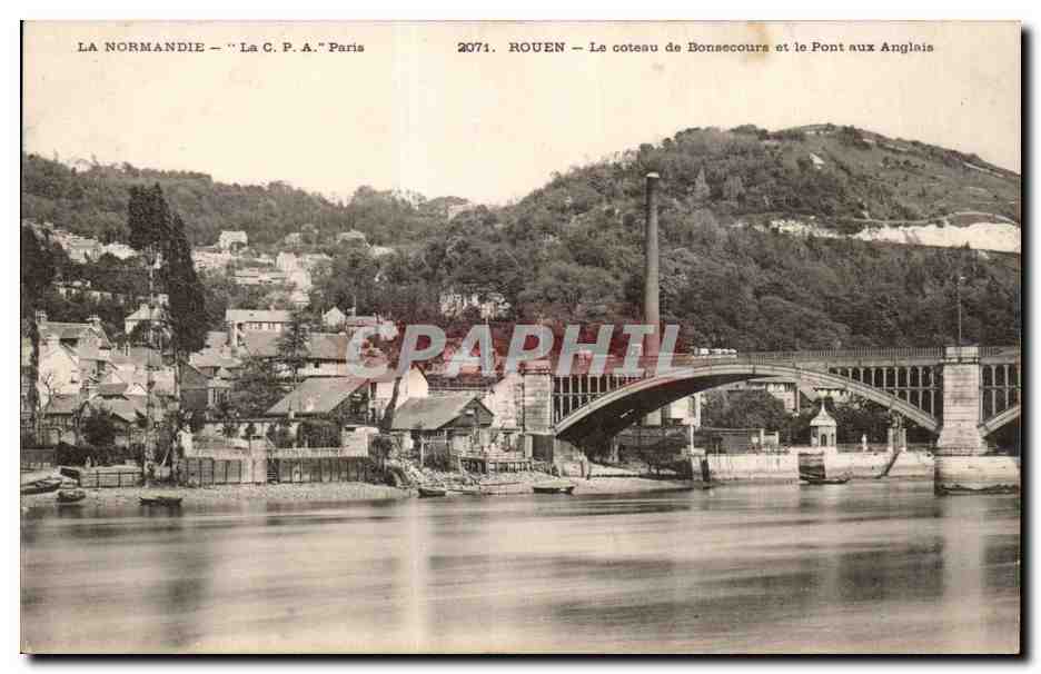 CPA Rouen Le coteau de Bonsecours et le pont aux anglais