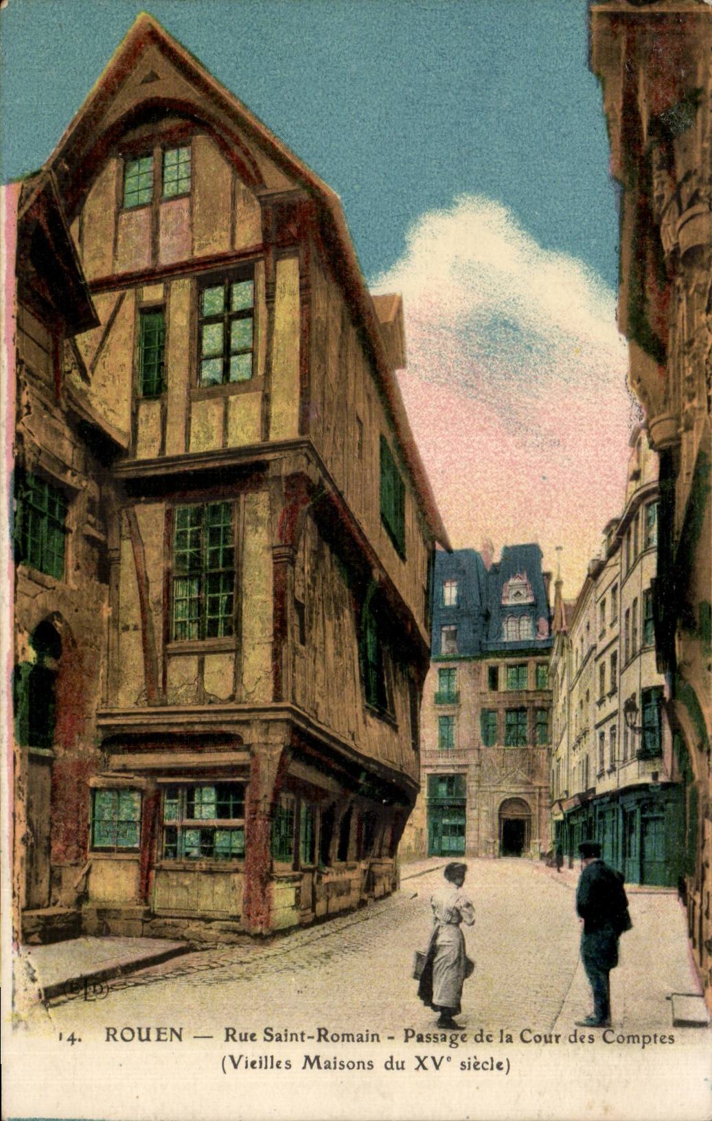 CPA Rouen Rue Saint Romain Passage de la cour des comptes (vieilles maisons du 15eme)