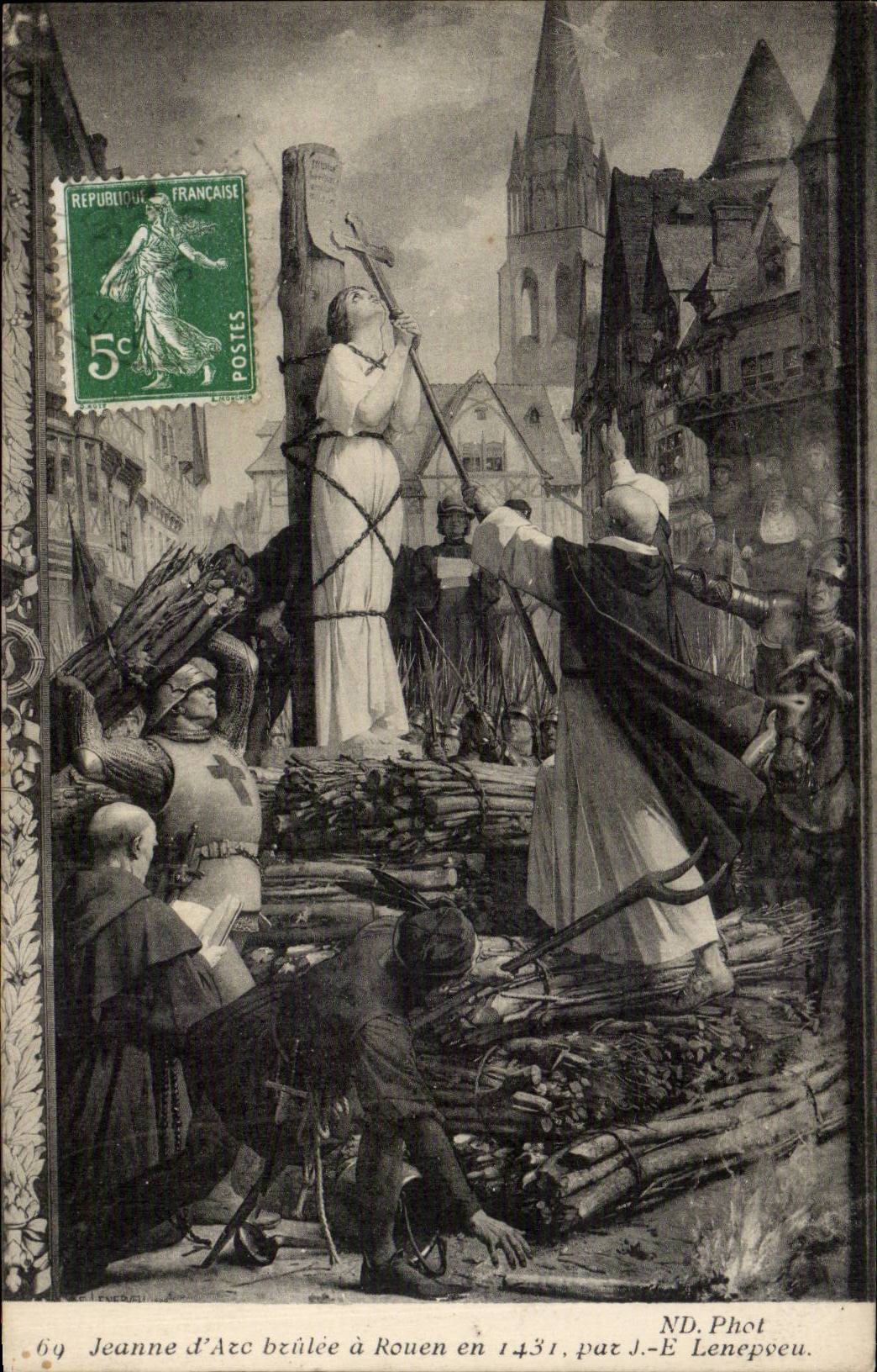 CPA Rouen Jeanne d'arc brulee en 1431 par lenepveu