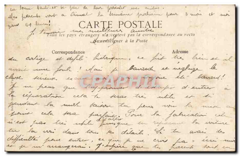 CPA Millenaire Normand 911 1911 L'apotheose de la Normandie Char de la bienfaisance — Verso