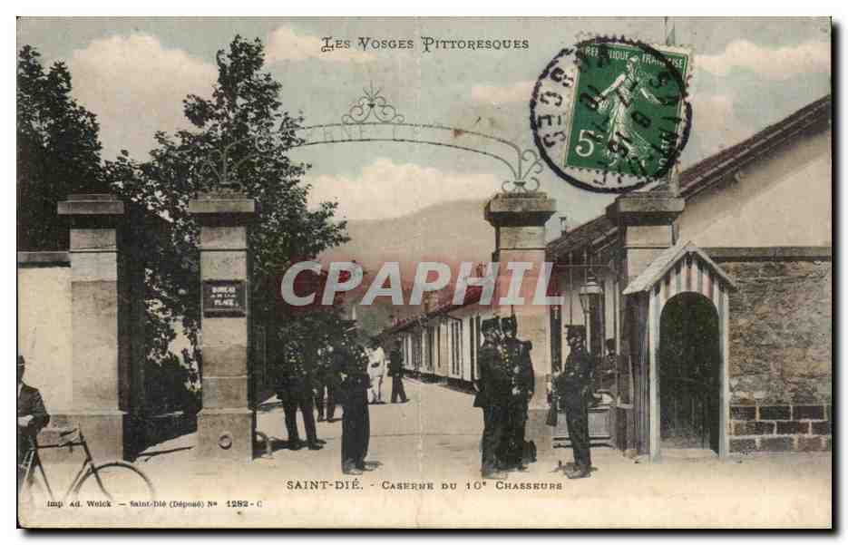 CPA Saint Die Caserne du 10eme Chasseurs Militaria