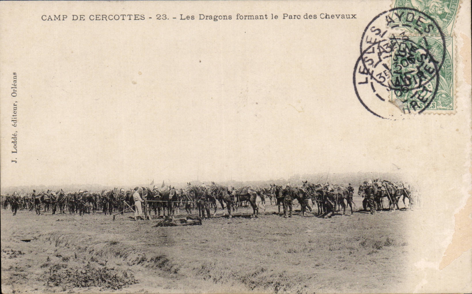 Camp de Cercottes - 23. - Les Dragons formant le Parc des Chevaux — J. Loddé, éditeur, Orléans