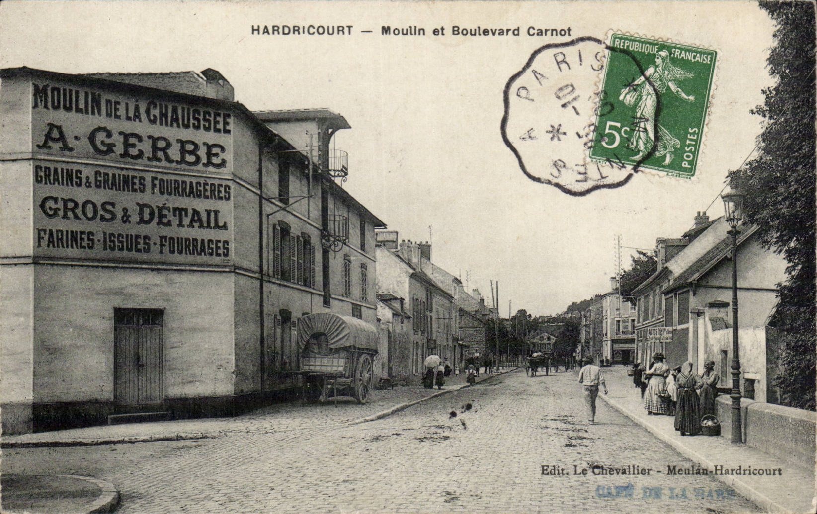 CPA Hardricourt Moulin et boulevard Carnot 