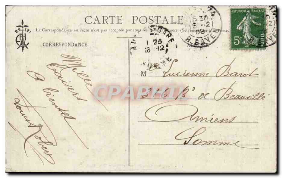 CPA Le couteau par Botrel Folklore — Verso
