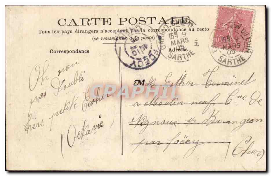 CPA Chateau du Loir Avenue de Tours  — Rückseite
