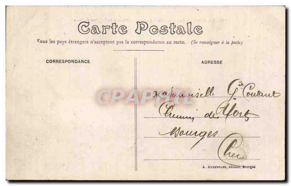 Lugny-Champagne — Abside de l'Église et Place — A. Auxenfans, éditeur, Bourges — Reverso