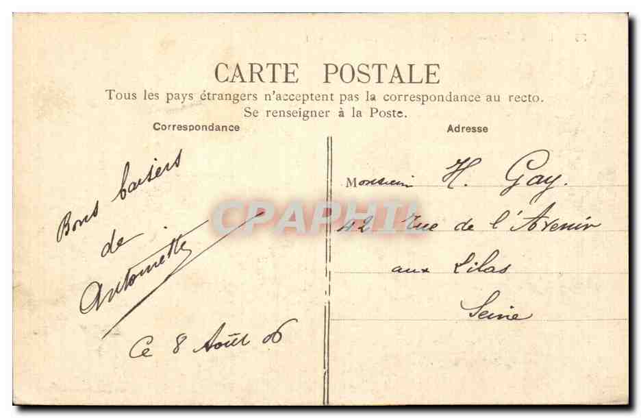 CPA Le Portel Rue Amirauil Courbet — Rückseite