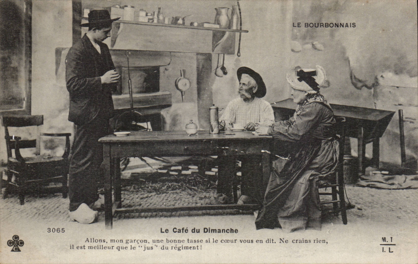 CPA Folklore Le cafe du dimanche Le Bourbonnais 