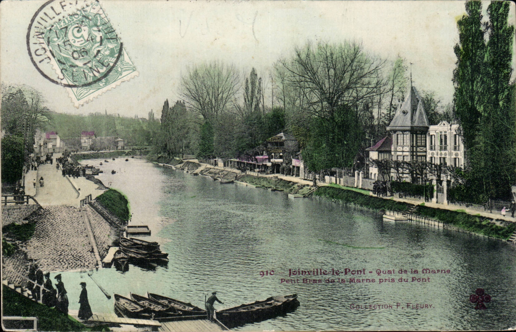 CPA Joinville le Pont Quai de la mairie Petit bras de la Seine pris du pont 