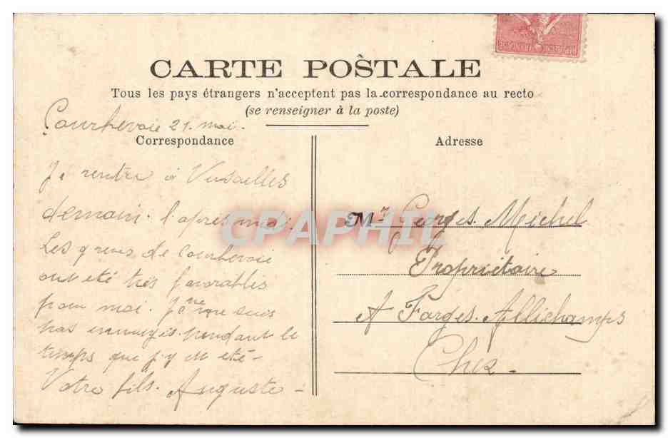 CPA Courbevoie Le kiosque de la place Charras — Rückseite