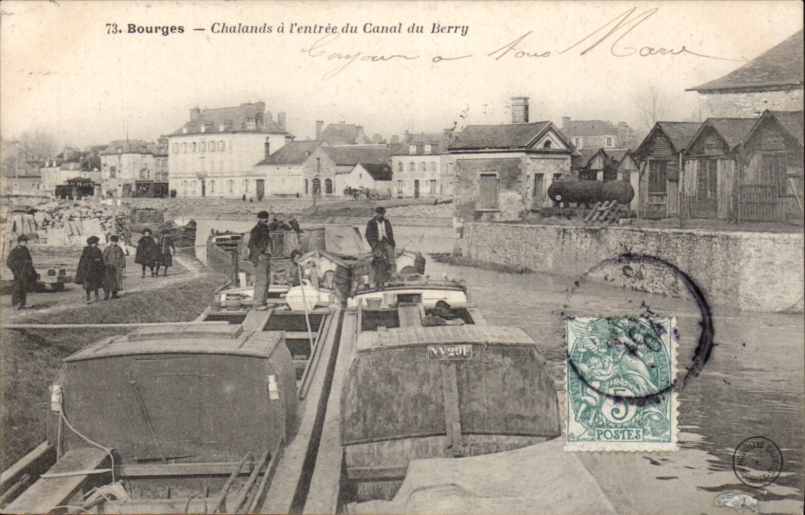 Bourges — Boten bij de ingang van het Canal du Berry — Onbekende uitgever, n° 73