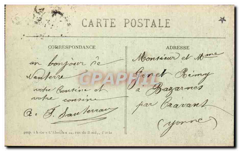 CPA Suresnes Train Gare Les coteaux — Rückseite