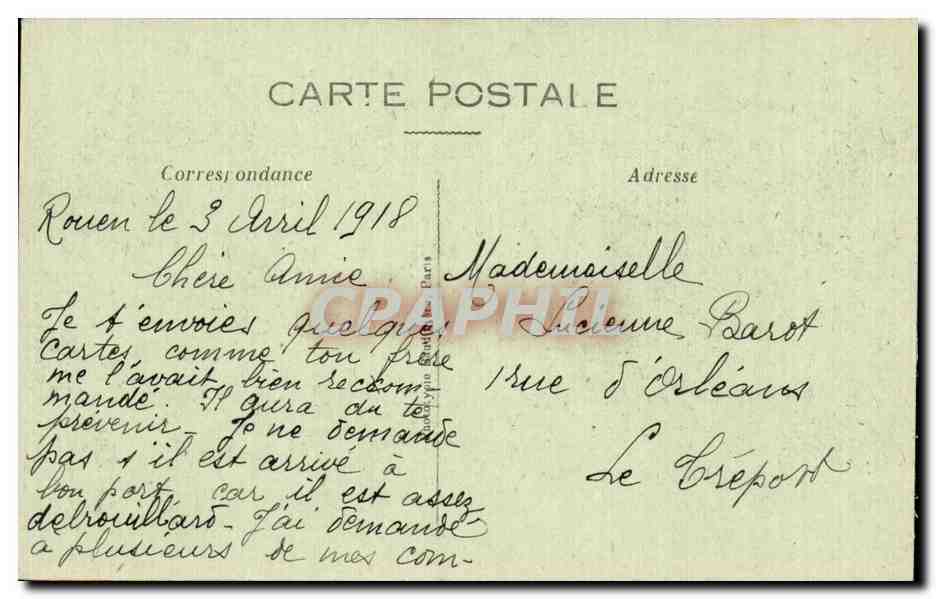 Rouen - Pont de Pierre et de la Place de la Republique Militaria - CPA  — Rückseite