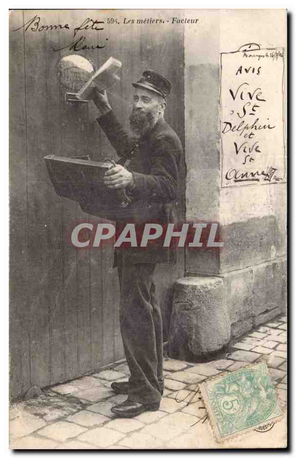 Les Metiers - Facteur - lettres - mail - letter - parcel - package - post - CPA TOP