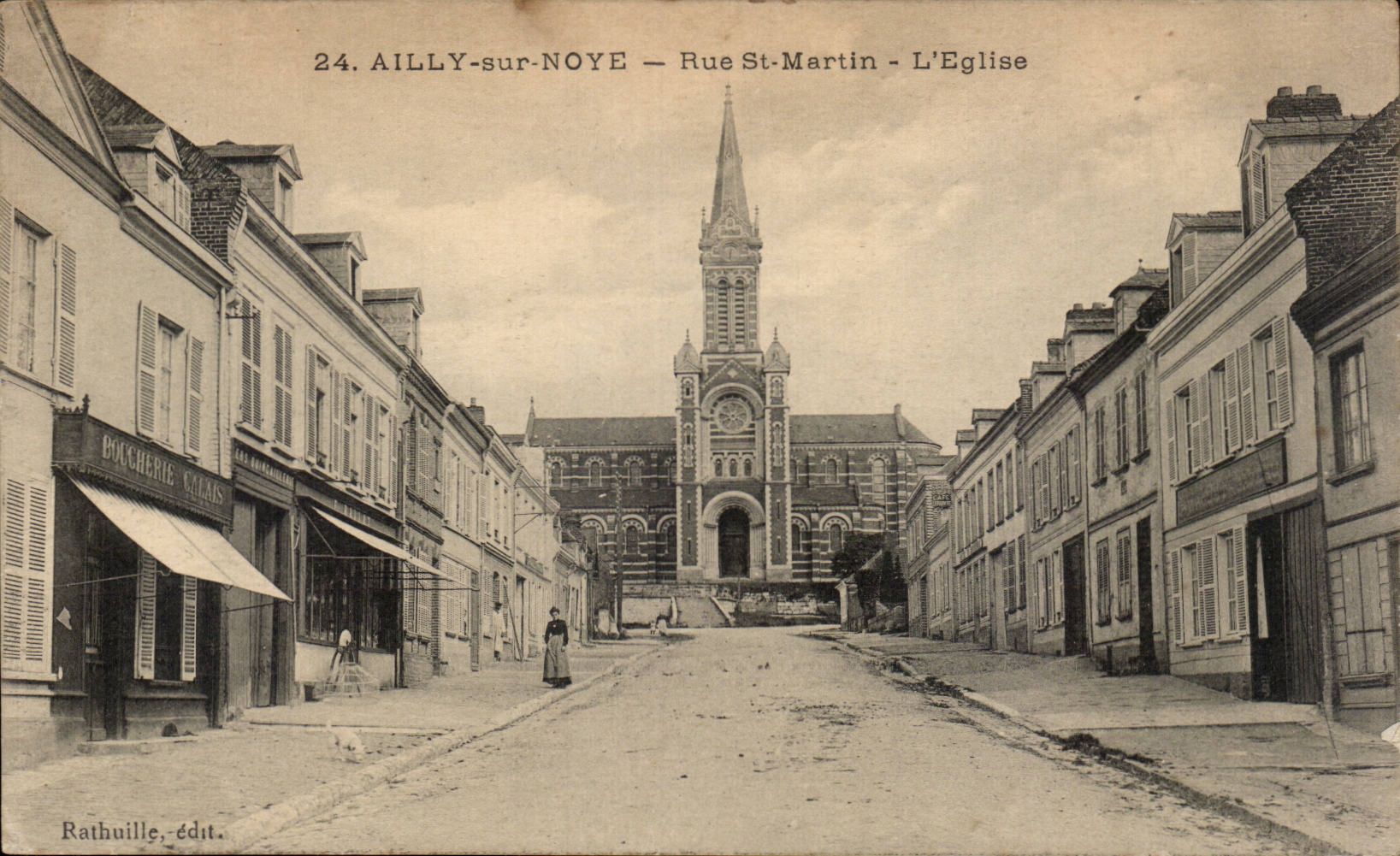 Ailly sur Noye - Rue St Martin - L'Eglise - CPA 