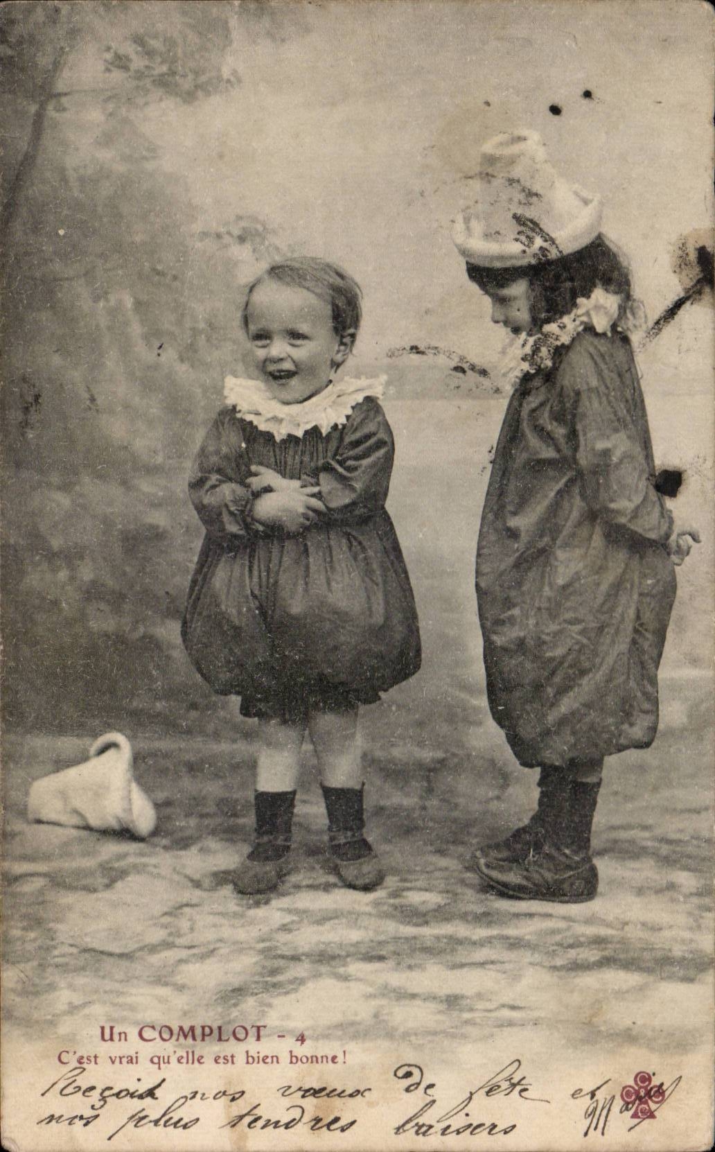 Fantaisie - Enfants - Children laughing Complot - CPA 