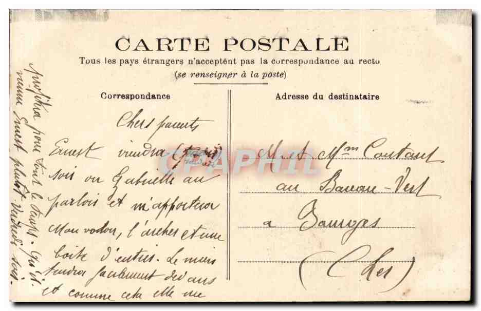 Bourges - Place des Quatre-Piliers — Hôtel Central — éditeur anonyme, n°41 — Verso