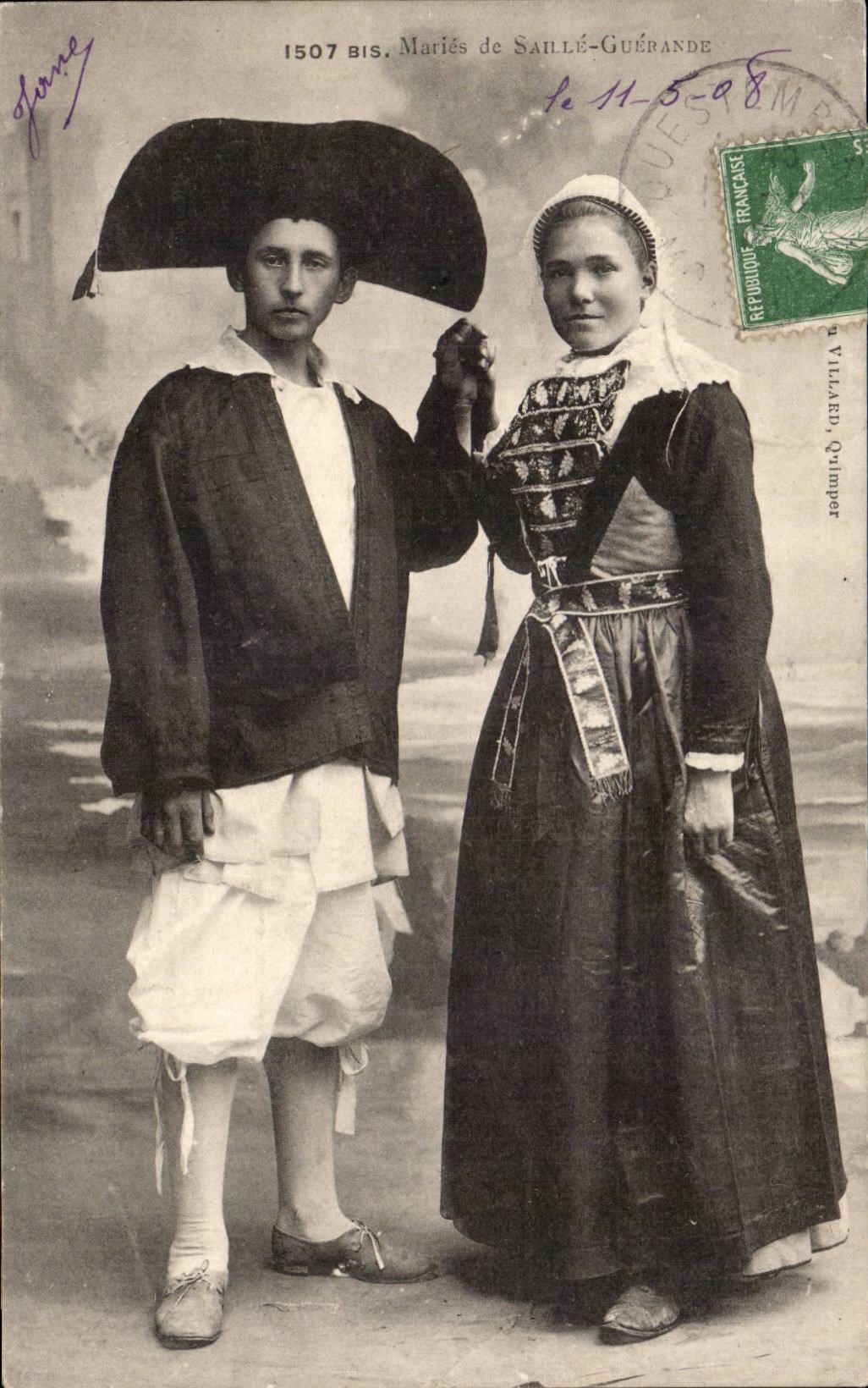 Folklore - Costumes - Maries de Saille Guerande - CPA 