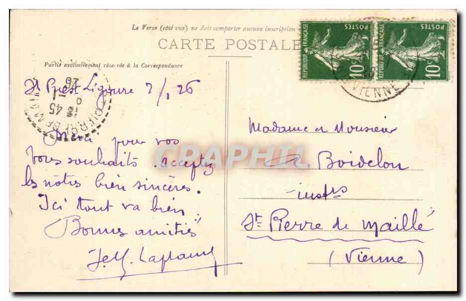 Jeune sourire — sous une vieille coiffe — Maison Mourou, Courteau, successeur — Rückseite
