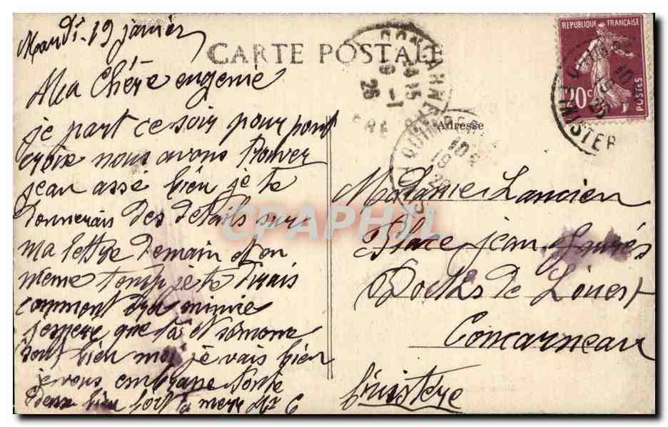 Folklore - Costumes - Fileuse des environs de Gourin - CPA  — Verso
