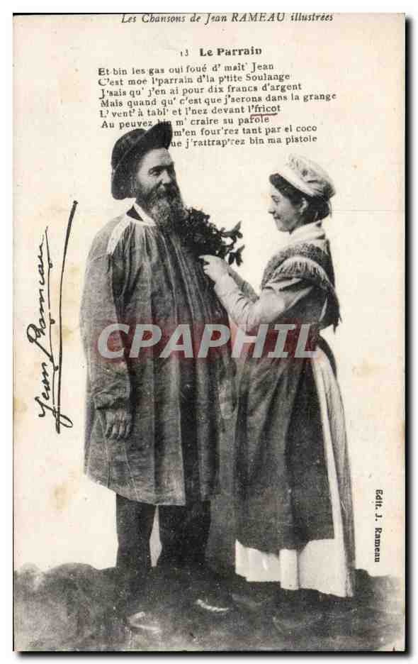 Folklore - Costumes - Le Parrain - Les Chansons de Jean Rameau CPA 